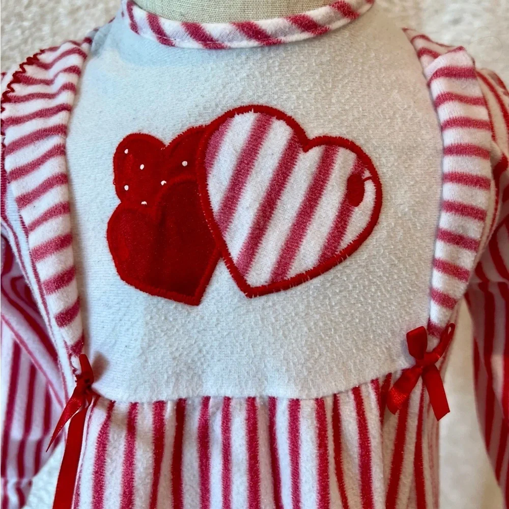 Little Girls Vintage Gown Her Majesty Red White Striped Size T - 3